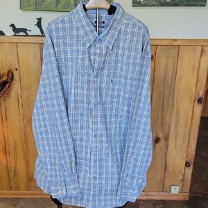 Izod Light Blue Checkered Casual Shirt